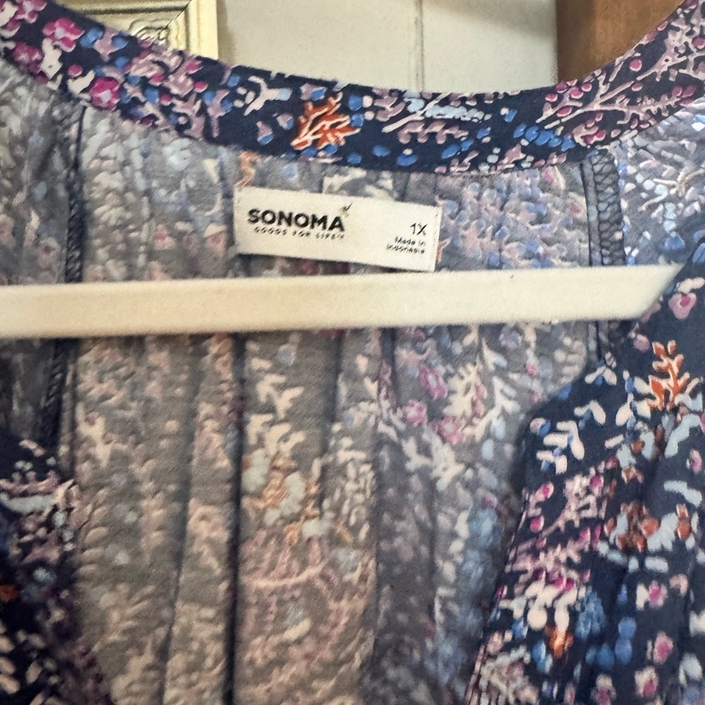 Sonoma Navy Floral Long Sleeve Dress - Picture 3 of 5